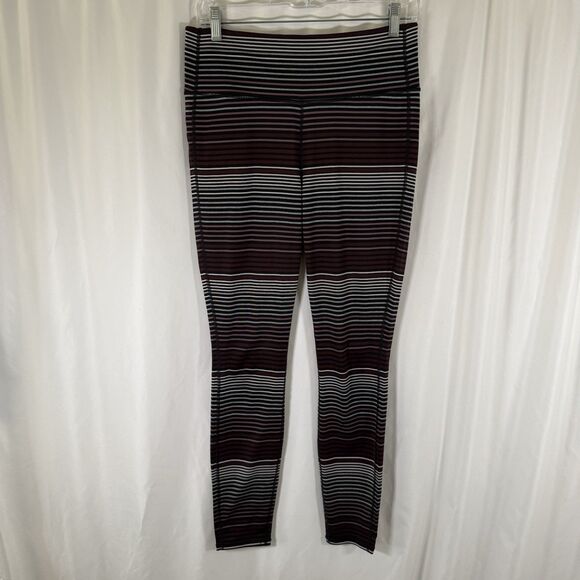 Athleta leggings Women's medium Purple Pink Striped Pull On High Rise - Picture 1 of 10